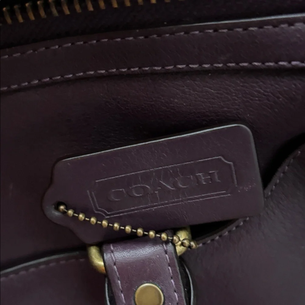 Coach Dark Purple Satchel with Gold Studs - Picture 9 of 13